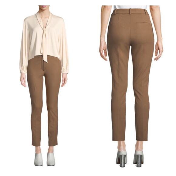 Joseph Pants - JOSEPH Zoom Gabardine Stretch Trouser Pants Womens 4 Camel Tan Slim Straight Leg